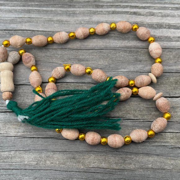 Pray Beads Real Wood Tan/Gold Tone Islamic Tasbeeh - Picture 6 of 9